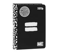 ME Agenda journalier 16 mois moyen 2025-2026 Agenda classique édition avec couverture souple avec motif en relief et 512 pages, idéal pour les collèges, 12 x 16,5 cm, noir