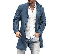 Me Casual Manteau Urba Style Britannique Mid Legth Me Tweed Manteau Regular Fit Stad Up Col Butto Plack Me Log Sleeve Jacket Autum Witer Couleur Cotrast Prit Me Jacket, DY-11, XXL