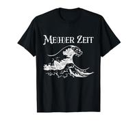 Me(h) ER Zeit Meer Inscription avec Vague Maritime Jeu de Mots côte T-Shirt Graphique avec Valeur