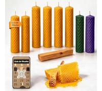 ME HECHIZAS TU® Bougies au miel 100 % naturelles en cire d'abeille pure - faites à la main - Trouver du travail et avoir bonne chance - Jours 11/22 - Le lot contient (4 bougies - 13,7 cm x 2,80 cm
