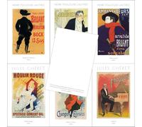 Me Loovely Bohemian Masters Lot de 20 feuilles de papier à lettre A5 avec impression Toulouse-Lautrec et Jules Chéret dans une boîte cadeau