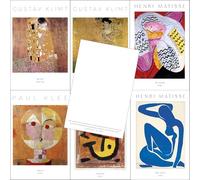 Me Loovely Masters of Colour Lot de 20 feuilles de papier à lettre avec impressions par Klimt Henri Matisse & Klee Art Stationery dans une boîte cadeau
