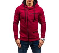 Me’s Sports Jacket Fashio Casual Me’s Hooded Jacket Classic All-Match Me’s Coat Outdoor Ruig Workout Me’s Hooded, B-Red, L