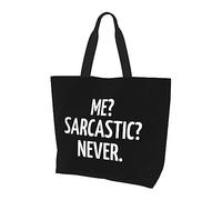 Me Sarcastastic Never Sac à main en toile léger pour femme Sac de courses réutilisable Noir