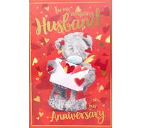 Me To You Bear Husband ALM93047 Carte d'anniversaire holographique 3D pour mari Blanc 153 x 230 mm