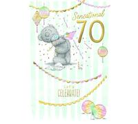 Me To You Tatty Teddy Carte d'anniversaire 70 ans Ours avec serpentins Collection officielle 15,2 x 22,9 cm