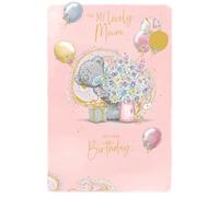 Me To You Tatty Teddy Carte d'anniversaire de luxe avec inscription « For My Lovely Mum », motif ours avec fleurs, boîte cadeau et ballons, 15,2 x 22,9 cm - Collection officielle