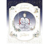 Me To You Tatty Teddy Carte de Noël faite à la main pour un merveilleux mari, Père Noël ours sous lampe 20,3 x 25,4 cm - Collection officielle