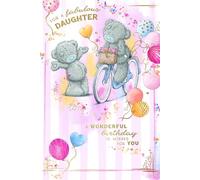 Me To You Tatty Teddy Fabulous Daughter Bear On Bicycle Carte d'anniversaire de luxe en feuille d'or 15,2 x 22,9 cm - Collection officielle