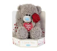 Me to You Tatty Teddy Ours en peluche avec rose sur socle Motif I Love You Collection officielle 15 cm