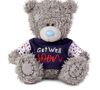 Me to You Tatty Teddy Ours en Peluche Get Well Soon Collection Officielle Me to You 10 cm, Gris, Blanc, Bleu., 10 cm