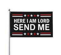 Me voici, Seigneur, envoie-moi ! Drapeau de jardin noir 90 x 150 cm