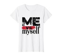 Me VS Myself Rivalry Competition Quotes Graphic T-Shirt Graphique avec Valeur, Femme, Blanc, XL