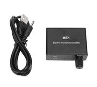 ME1 Amplificateur de microphone à électret avec gain réglable 0-20 dB, entrée 3,5 mm pour micro à condensateur, préamplificateur sonore pour casque - Biais intégré, alimentation CC 5-12 V, batterie au