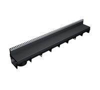 MEA Caniveau Extérieur MEAPARK 1 m - Grille à Fente en PP Recyclé + Profil E-Blade L en INOX - Drainage Terrasse, Piscine, Jardin 15 Piéton - Largeur utile 10 cm