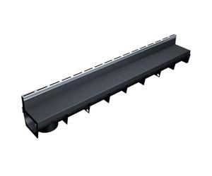 MEA Caniveau Extérieur MEAPARK 1 m - Grille à Fente en PP Recyclé + Profil E-Blade S en INOX - Drainage Terrasse, Piscine, Jardin 15 Piéton - Largeur utile 10 cm