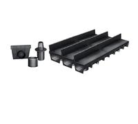 MEA Pack de 3 Caniveaux Extérieurs MEAPARK - Grille à Fente en PP Recyclé - Drainage Terrasse, Piscine, Jardin - Classe A15 Piéton - Largeur utile 10 cm
