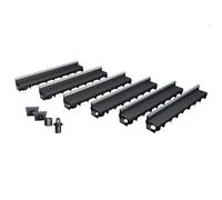 MEA Pack de 6 Caniveaux Extérieurs MEAPARK - Grille à Fente en PP Recyclé + Profil E-Blade R en INOX - Drainage Terrasse, Piscine, Jardin 15 Piéton - Largeur utile 10 cm