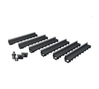 MEA Pack de 6 Caniveaux Extérieurs MEAPARK - Grille à Fente en PP Recyclé + Profil E-Blade S en INOX - Drainage Terrasse, Piscine, Jardin - Classe A15 Piéton - Largeur utile 10 cm