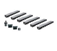 MEA Pack de 6 Caniveaux Extérieurs MEAPARK - Grille en Acier Galvanisé - Drainage Terrasse, Piscine, Jardin 15 Piéton - Largeur utile 10 cm