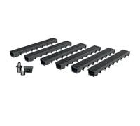 MEA Pack de 6 Caniveaux Extérieurs MEAPARK - Grille en Plastique Recyclé Noir - Drainage Terrasse, Piscine, Jardin 15 Piéton - Largeur utile 10 cm