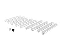 MEA Pack de 9 Caniveaux Extérieurs DECOLINE - Grille en Plastique Recyclé Gris - Drainage Terrasse, Piscine, Jardin - Classe A15 Piéton - Largeur utile 10 cm