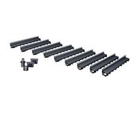 MEA Pack de 9 Caniveaux Extérieurs MEAPARK - Grille à Fente en PP Recyclé + Profil E-Blade L en INOX - Drainage Terrasse, Piscine, Jardin 15 Piéton - Largeur utile 10 cm