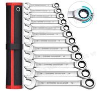 Meaccelerand Standard 12-Point Box End BLOSpblown Gear Wralike Garage Tool Set,CR-V entièrement poli 10pcs(8-22)