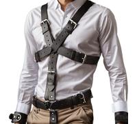 MEACOBRY GLADIATOR Harnais de poitrine en cuir souple pour homme Noir, Black28., taille unique