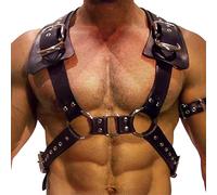 MEACOBRY Harnais de poitrine réglable en similicuir avec boucle pour homme, BLACK 22, taille unique