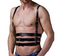MEACOBRY Harnais pour homme - Punk réglable en faux cuir - Ceinture de poitrine en harnais avec boucles fantaisie pour les hommes, Black20., One Size