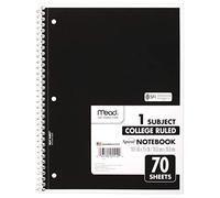 Mead Carnets à spirales, 1 sujet, lignés, 70 feuilles, couleurs assorties, couleur sélectionnée pour vous, 1 pièce (05512)