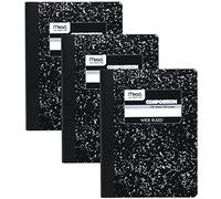 Mead Lot de 3 cahiers de composition, papier ligné large, 24,6 x 19,5 cm, 100 feuilles par carnet, marbre noir (38301), lot de 3