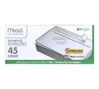 Mead Lot de 45 enveloppes #10, format lettre, 10,4 x 24,9 cm, doublure imprimée de sécurité pour protection de la vie privée, fermeture auto-adhésive Press-It Seal-It, sans fenêtre, blanc, tout usage