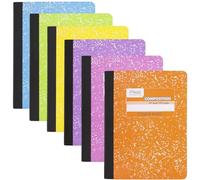 Mead Lot de 6 carnets de composition, papier ligné universitaire, 19,5 x 24,5 cm, 100 feuilles, couleurs vives assorties (850106-ECM)