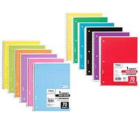 Mead Wide Ruled Spiral Notebooks, Bulk Pack of 12 Colors - 1-Subject Spiral Notebooks Wide Ruled - 70 Pages - Cute Single Subject Notebook Wide Ruled for Adult & Kids - School & Office Use.