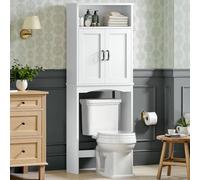 Meadaro Armoire de rangement au-dessus des toilettes, armoire de salle de bain avec étagère réglable et double porte, rangement au-dessus des toilettes pour salle de bain, organiseur de toilettes