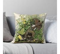Meadowlark John James Audubon Taie d'oreiller carrée en polyester et lin velours imprimé fermeture éclair décorative pour voiture