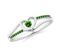 Meadows Bague de promesse en forme de cœur avec faux diamant rond fendu en argent/or jaune rose 14 carats | Pierre de naissance du mois d'avril, anniversaire, fiançailles, anniversaire de mariage