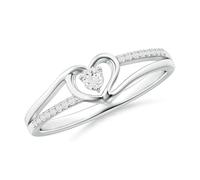 Meadows Bague de promesse en forme de cœur avec faux diamant rond fendu en argent/or jaune rose 14 carats | Pierre de naissance du mois d'avril, anniversaire, fiançailles, anniversaire de mariage