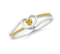 Meadows Bague de promesse en forme de cœur avec faux diamant rond fendu en argent/or jaune rose 14 carats | Pierre de naissance du mois d'avril, anniversaire, fiançailles, anniversaire de mariage