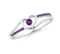 Meadows Bague de promesse en forme de cœur avec faux diamant rond fendu en argent/or jaune rose 14 carats | Pierre de naissance du mois d'avril, anniversaire, fiançailles, anniversaire de mariage