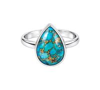 Meadows Bague solitaire en argent sterling 925 avec pierre précieuse, sertissage minimaliste, bijoux faits à la main R-12, 57 (18.1), Gemme, bleu cuivré turquoise