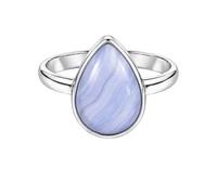 Meadows Bague solitaire en argent sterling 925 avec pierre précieuse, sertissage minimaliste, bijoux faits à la main R-12, 71 (22.6), Gemme, Agate dentelle bleue