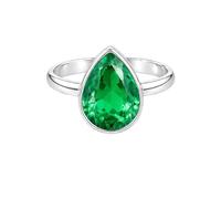 Meadows Bague solitaire en argent sterling 925 avec pierre précieuse, sertissage minimaliste, bijoux faits à la main R-12, 60 (19.1), Gemme, Émeraude