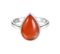 Meadows Bague solitaire en argent sterling 925 avec pierre précieuse, sertissage minimaliste, bijoux faits à la main R-12, 52 (16.6), Gemme, Cornaline