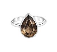 Meadows Bague solitaire en argent sterling 925 avec pierre précieuse, sertissage minimaliste, bijoux faits à la main R-12, 59 (18.8), Gemme, Quartz fumé