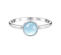 Meadows Pierre précieuse marquisée, bague bohème simple en argent sterling 925, bijoux faits à la main R-1965, 54 (17.2), Gemme, Calcédoine aigue-marine