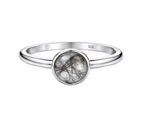Meadows Pierre précieuse marquisée, bague bohème simple en argent sterling 925, bijoux faits à la main R-1965, 57 (18.1), Gemme, Rutile noir
