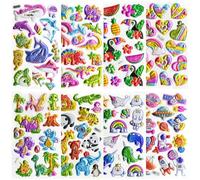 Meafeng Autocollants 3D pour Enfants 2 à 4 ans, 8 Feuilles kids stickers 104 Pièces Comprenant des Animaux, la Vie Océanique, Dinosaures et Bien Plus (Bordure dorée à chaud )